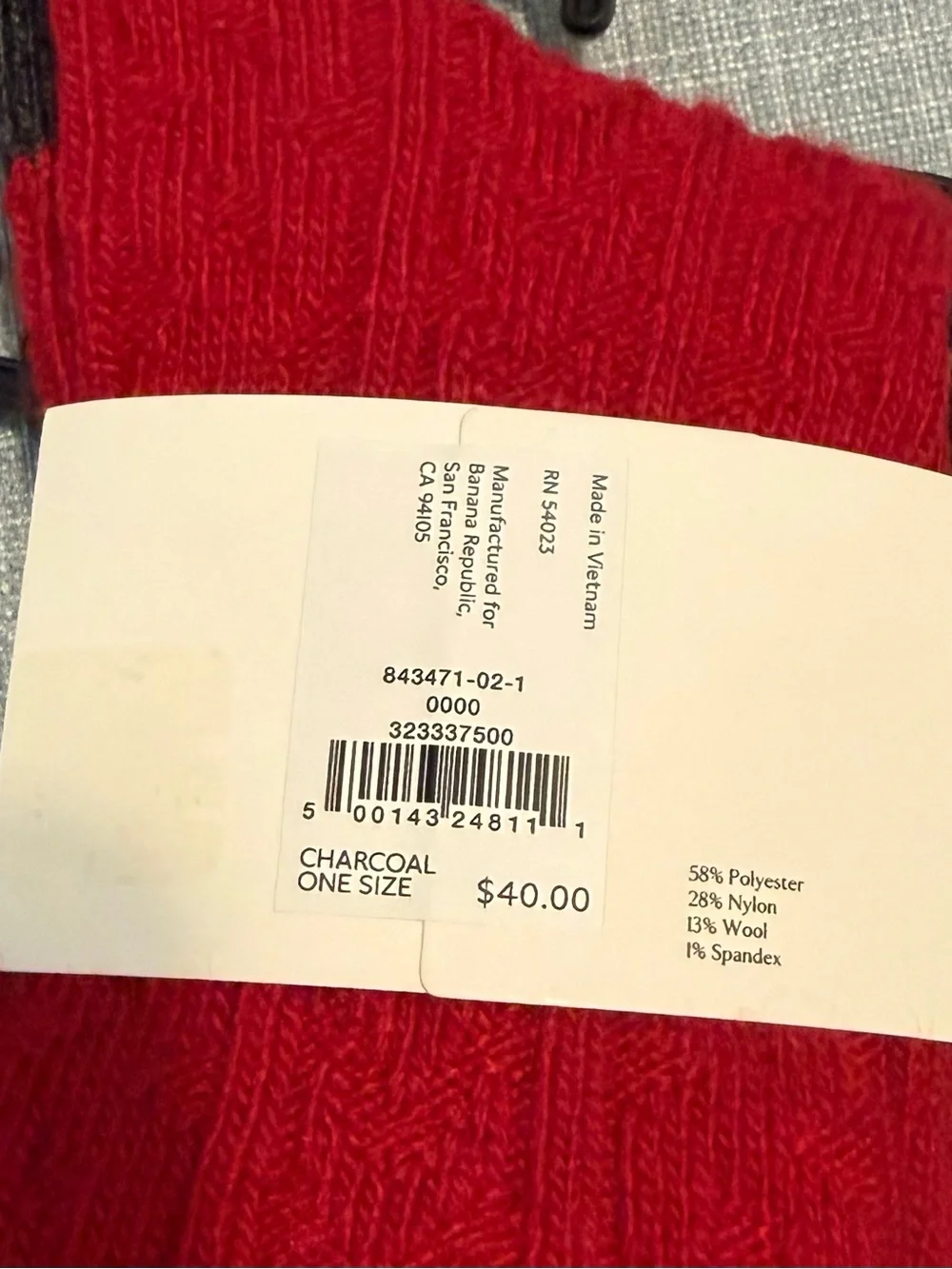 Banana Republic Men's Two-Pack Socks - Charcoal & Red Wool Blend